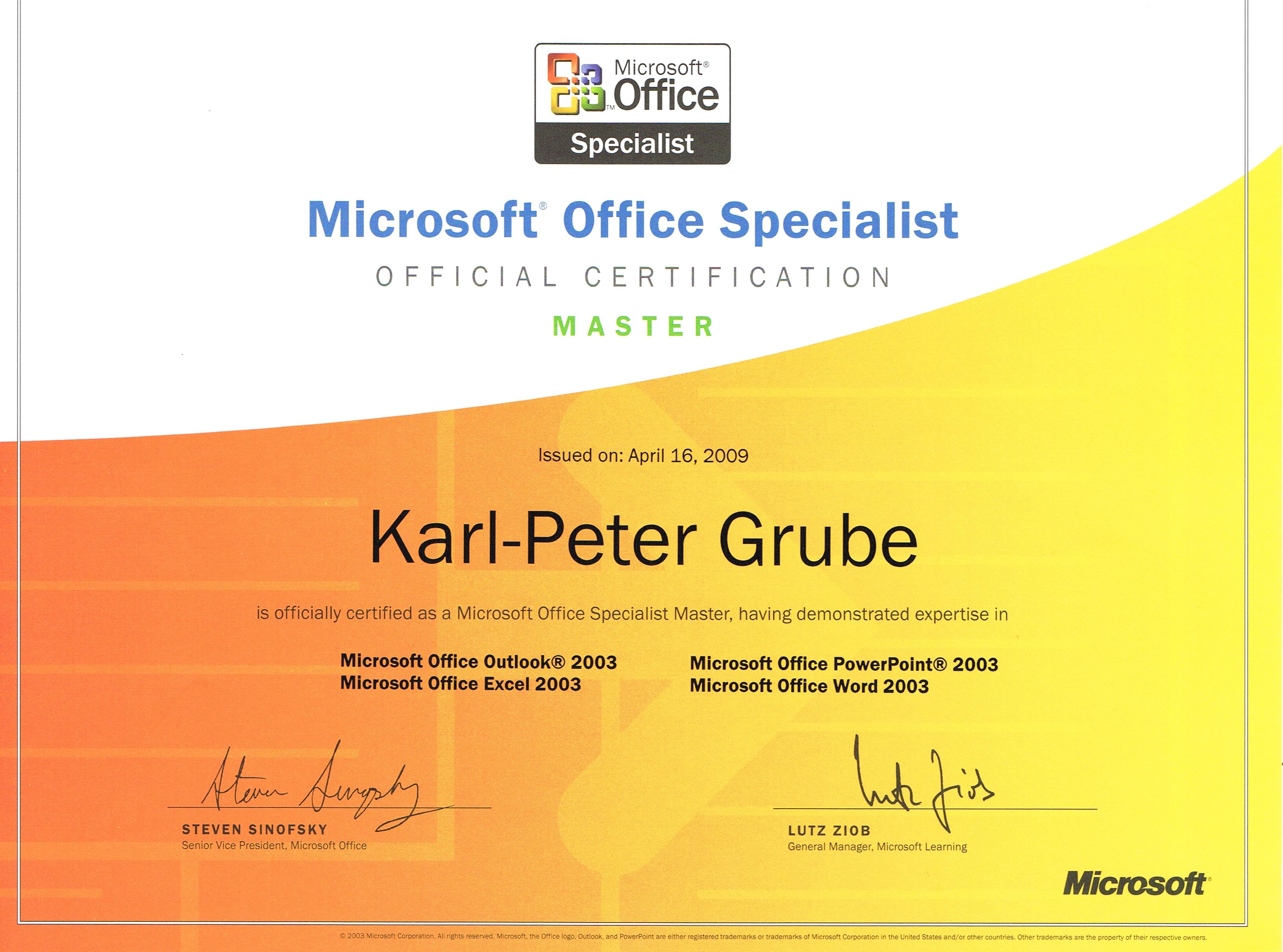 microsoft office specialist certification 2010